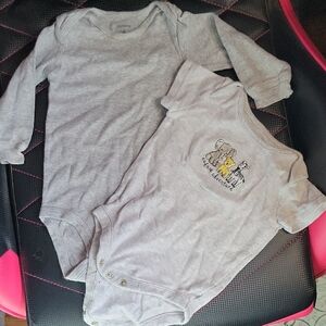 2 Grey Diaper Shirts One Long Sleeve 1 Short
